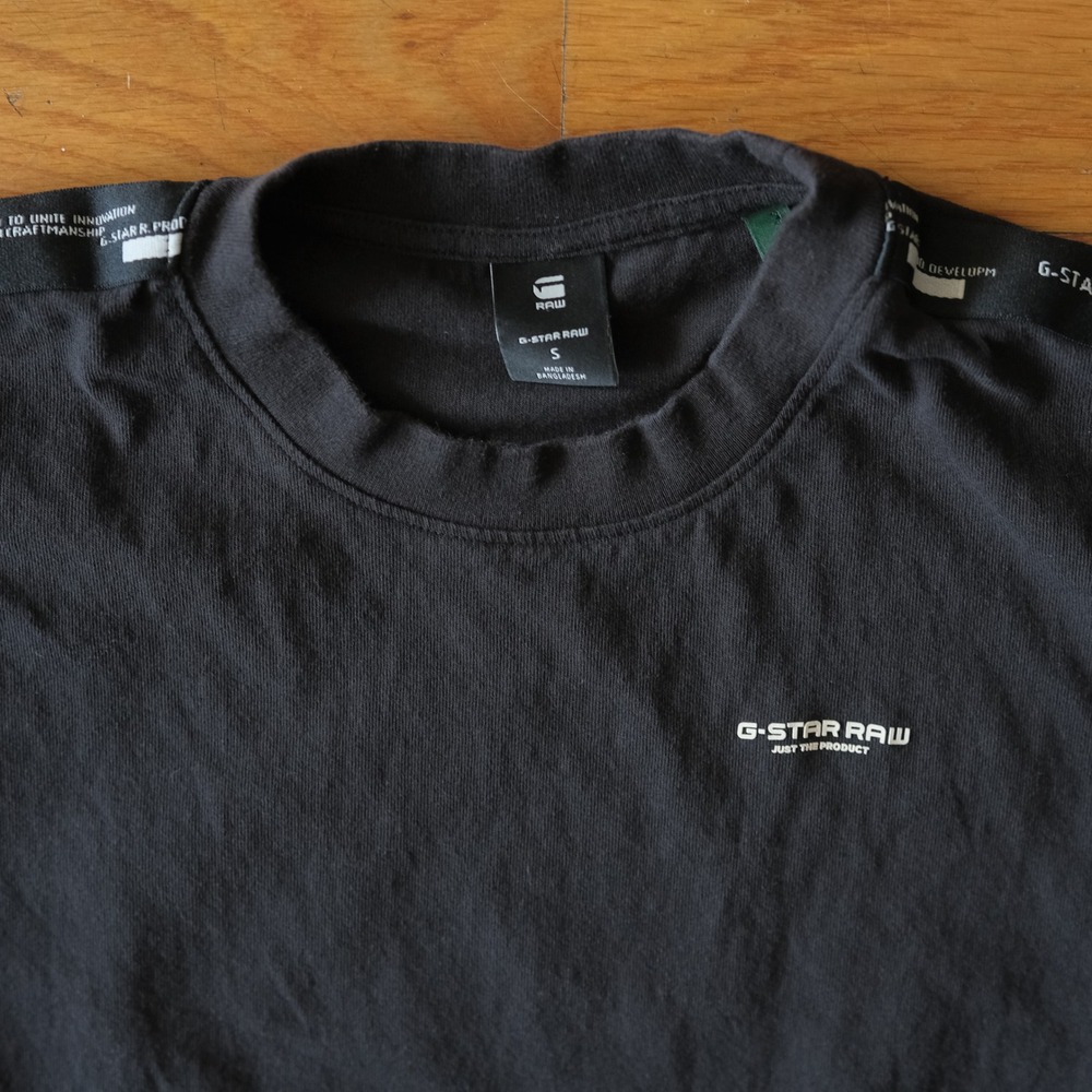 G-Star Raw T-Shirt Mens Black Logo Tape Streetwear Small Short Sleeve Tee - Picture 2 of 8